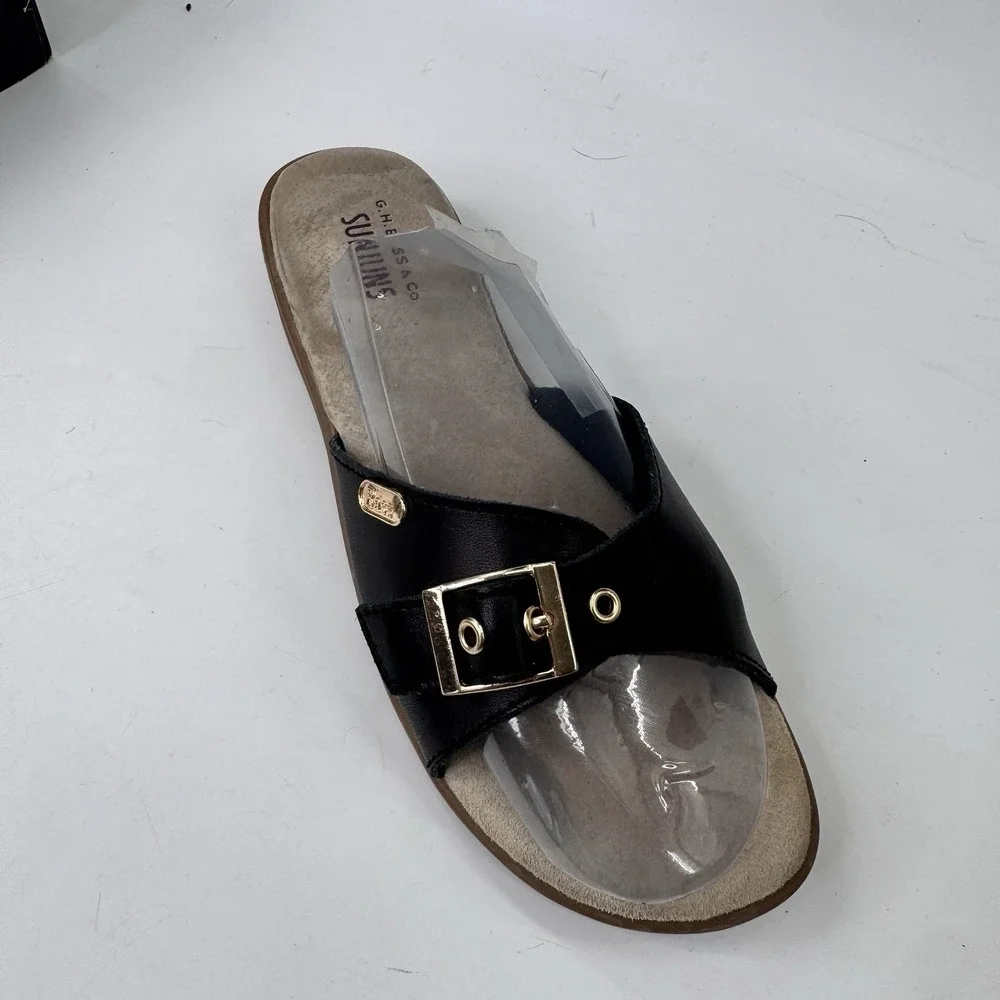 Vintage GH Bass Sunjuns Sandals Women Size 9 Black Classic Leather Comfort